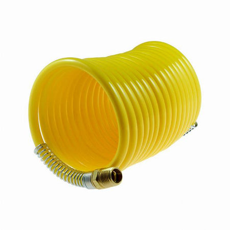 Coilhose N38-50 Nylon Coil, 3/8" x 50', 3/8" NPT Rigid Fittings, Yellow