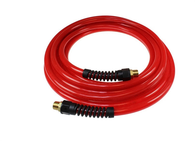 Coilhose Pneumatics  PFE60506TR Flexeel Coil Hose, 3/8" ID x 50', 3/8" MPT, Transparent Red