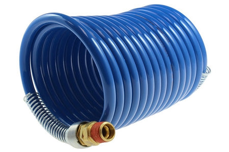 Coilhose Pneumatics S14-17A Stowaway Coil, 1/4"  x 17', 1/4" MPT Rigid x Swivel Fittings| Blue