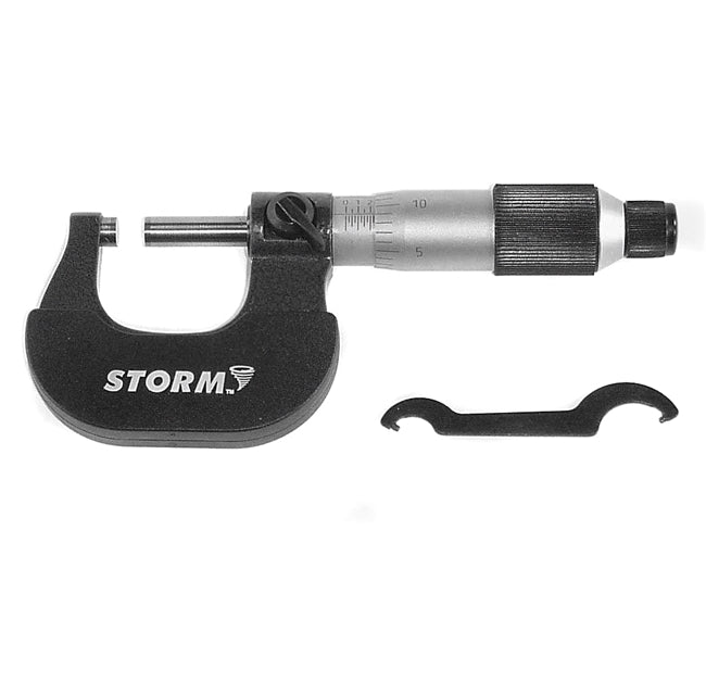 Storm Swiss Style Micrometer Range: 0-1". .0001" Grads | 3M101 | Central Tools