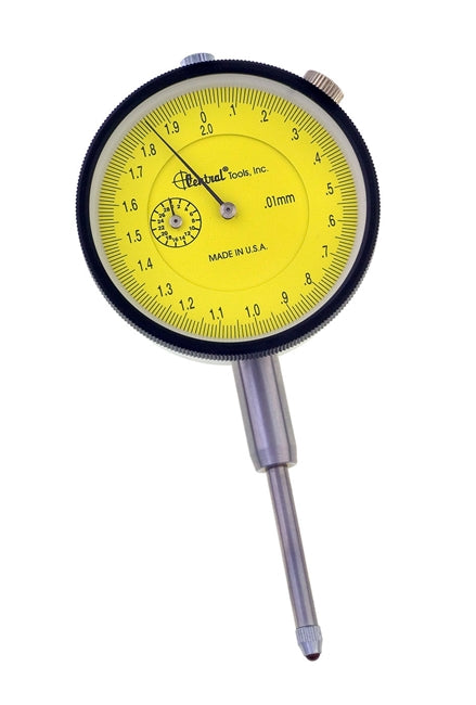 Dial Indicator | Range: 0-30mm (.01mm) Lug Back | 3/8" Shank | 4393 | Central Tools