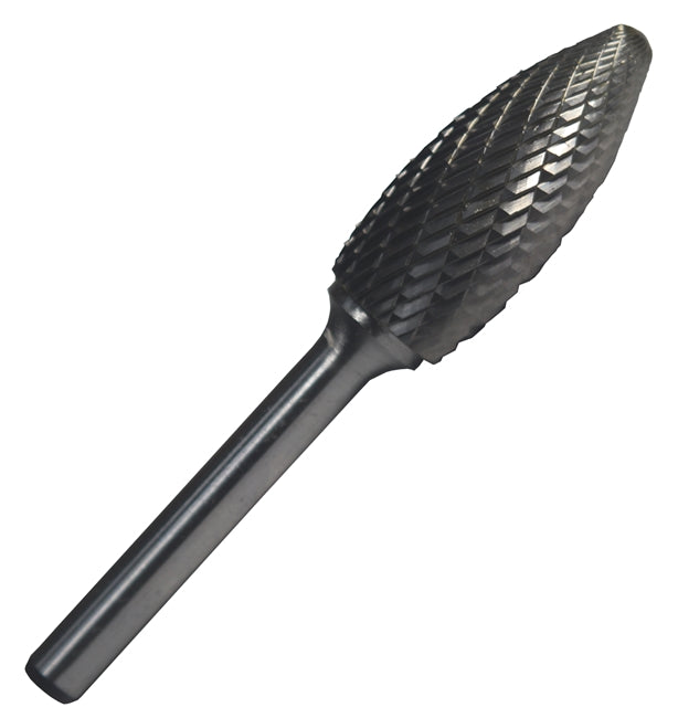 Drill America DULSH5 SH5 1/2" X 1-1/4" Flame Carbide Burr 1/4 Shank, DULSH5