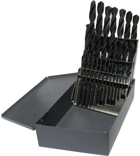 Drill America DWD29JX3/8-SET 1/16"-1/2"x64ths Piece HSS Drill Bit Set, 3/8" Shank, Qualtech, DWD29JX3/8-SET