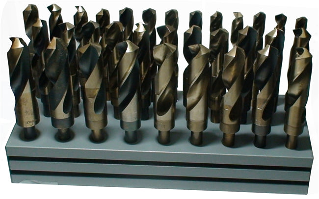 Drill America DWD833SD-CO-SET 1/2"-1"x64ths 33 Piece Cobalt Reduce Shank Drill Bit Set, Qualtech, DWD833SD-CO-SET