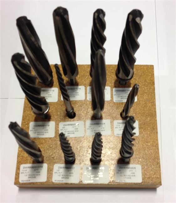 Drill America DWRRBSS-SET HSS 1/2" Straight Shank Bridge Reamer Set - 12 Piece, DWRRBSS-SET