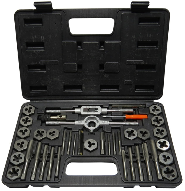 Drill America DWT40PC-HS-MM-HEX 3.00mm - 12.00mm HSS Tap and Die Set with Hex Die, DWT40PC-HS-MM-HEX