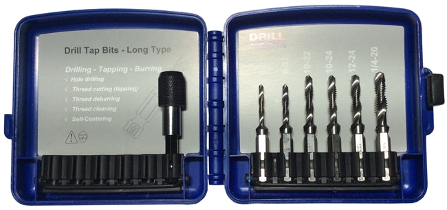 Drill America DWTDRAP-SET 6 Piece HSS Combined Drill Bit & Tap (Drap) Set, DWTDRAP-SET