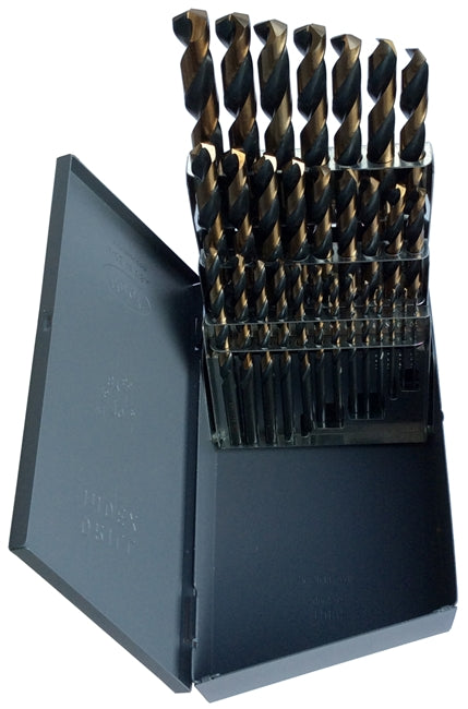 Drill America KFD29JX3/8-SET 1/16"-1/2"x64ths 29 Piece Black & Gold Drill Bit Set, 3/8" Shank over 3/8", KFD29JX3/8-SET