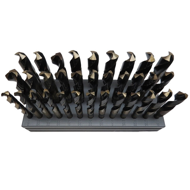 Drill America KFD833SD-SET 1/2"-1"x64ths 33 Piece HSS Black & Gold Reduce Shank Drill Bit Set, KFD833SD-SET