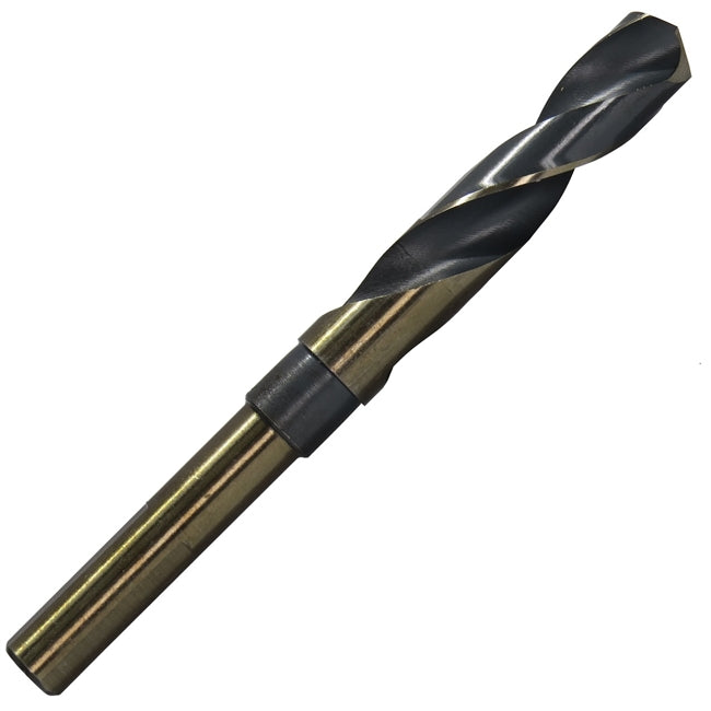 Drill America KFDRSD21/32 21/32" Reduced Shank HSS Black & Gold KFD Drill Bit, 1/2" Shank, 3-Flat Shank, KFDRSD21/32