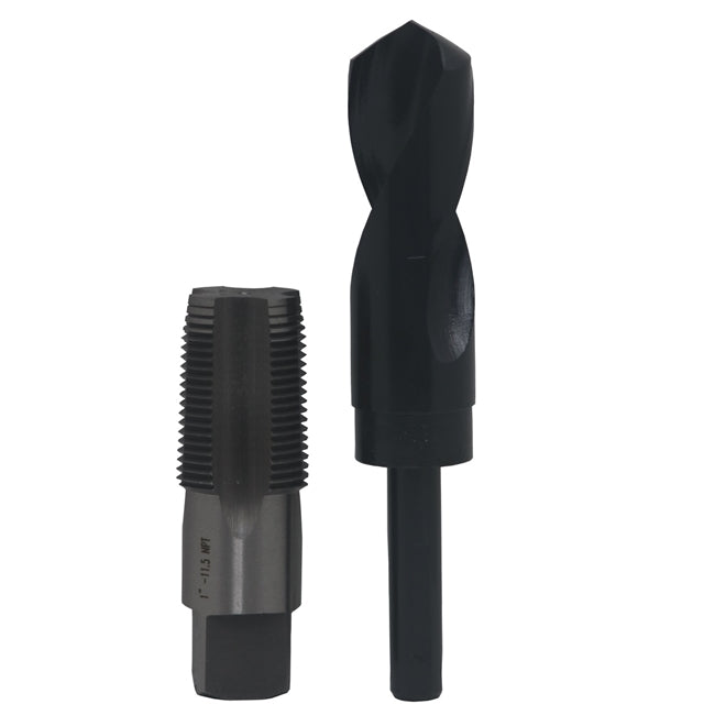 Drill America POU1NPTW/DRILL 1" Carbon Steel NPT Tap and 1-5/32" HSS Drill Bit, Qualtech, POU1NPTW/DRILL