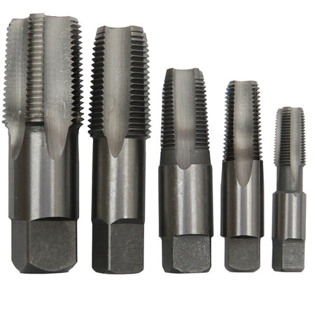 Drill America POUCSNPT5 5 Piece Carbon Steel NPT Pipe Tap Set, 1/8", 1/4", 3/8", 1/2" and 3/4", POUCSNPT5