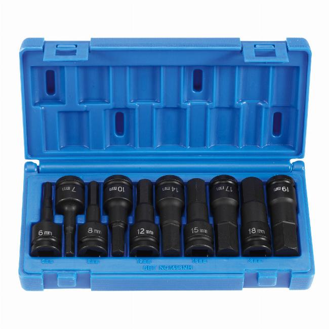 Grey Pneumatic 1498MH 10 Piece 1/2" Drive Impact Hex Driver Metric Set