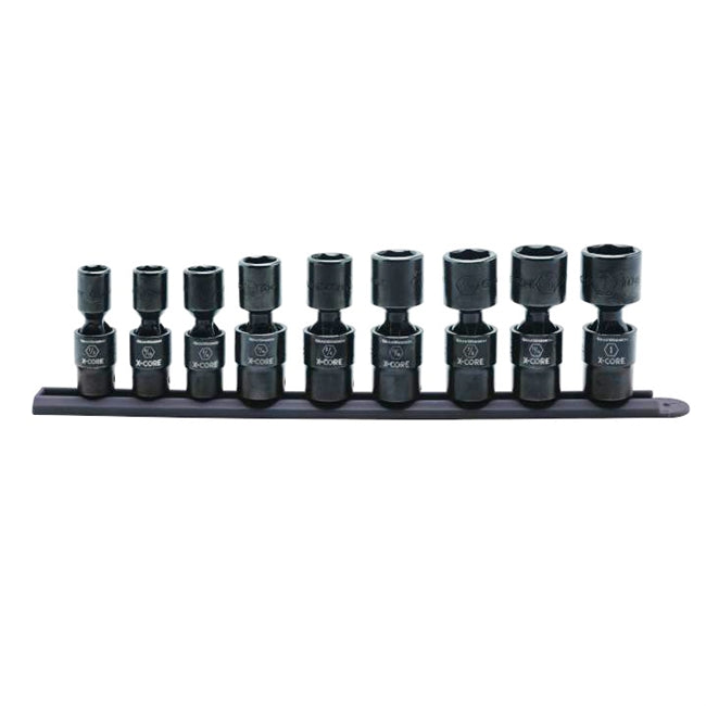 KD Gearwrench 84978 9 Pc. 1/2" Drive 6 Point Standard X-Core Pinless Universal Impact SAE Socket Set