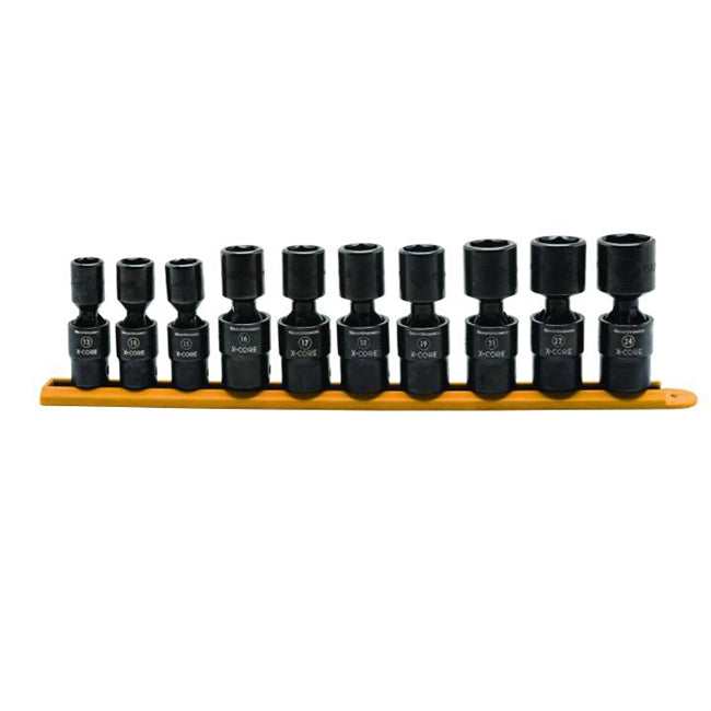 KD Gearwrench 84979 10 Pc. 1/2" Drive 6 Point Standard X-Core Pinless Universal Impact Metric Socket Set