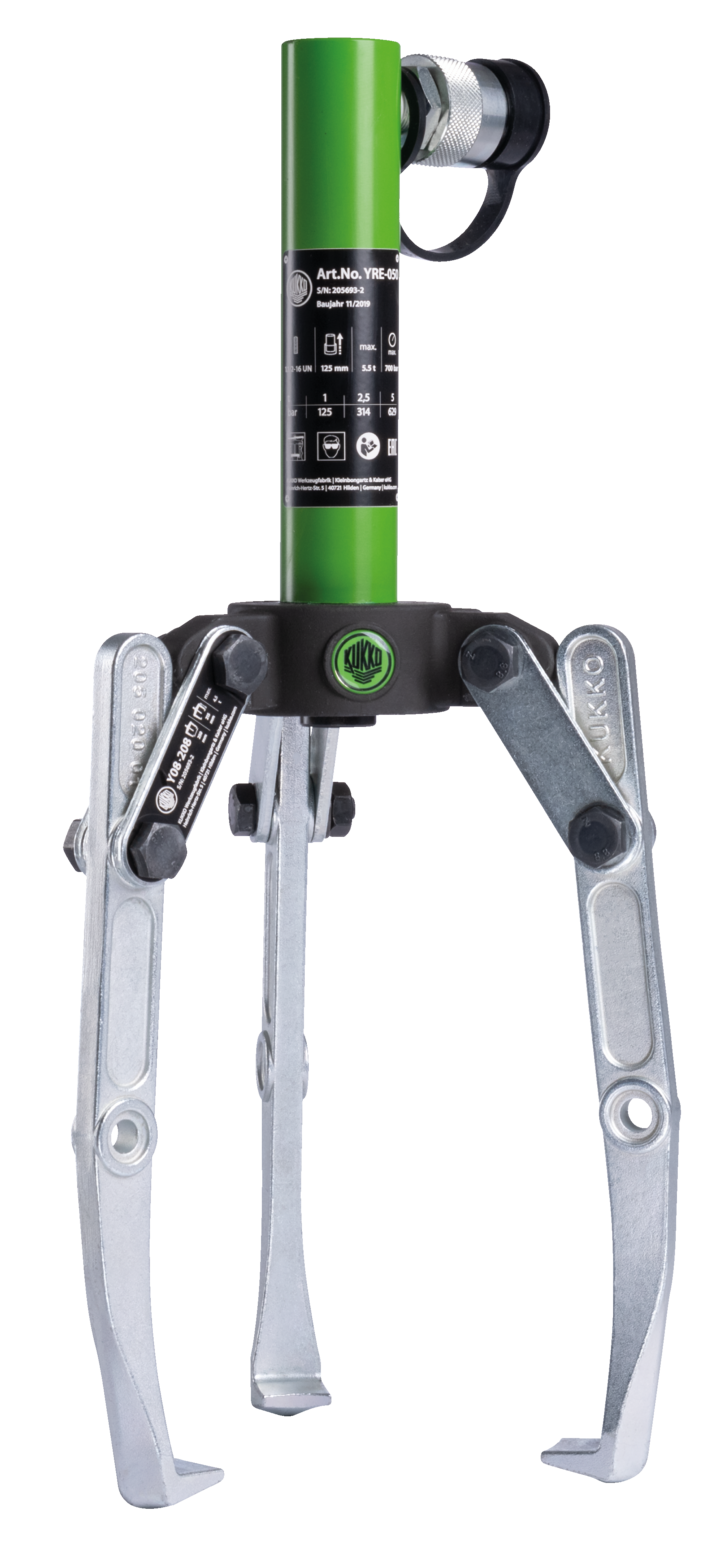 Kukko Y08-208 Hydraulic 3-Jaw Combination Puller with Swiveling Jaws