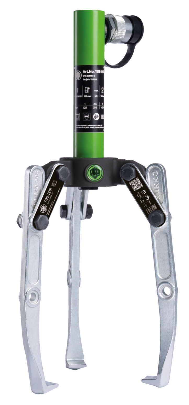 Kukko Y18-208 Hydraulic 3-Jaw Combination Puller with Swiveling Jaws
