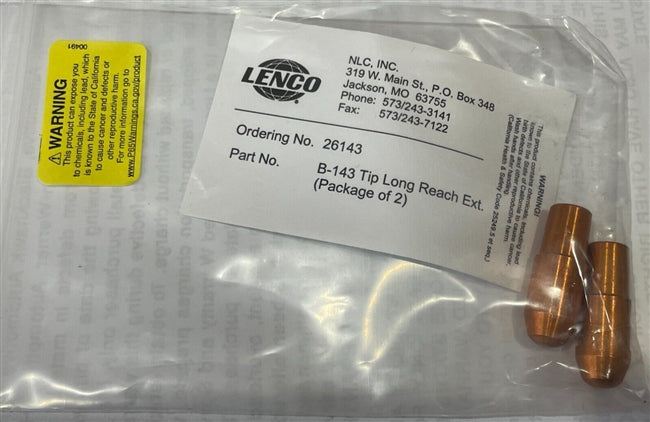 Lenco 26143 B-143 Long Reach Spot Welding Tip 2 Pk