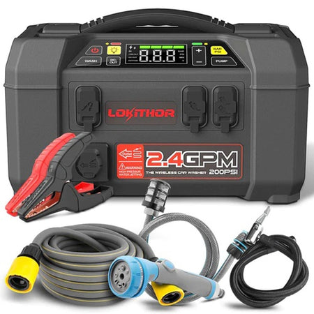 Lokithor AW401 Jump Starter with Car Washer, 1.5 MPA Cordless Portable Pressure Washer Kit