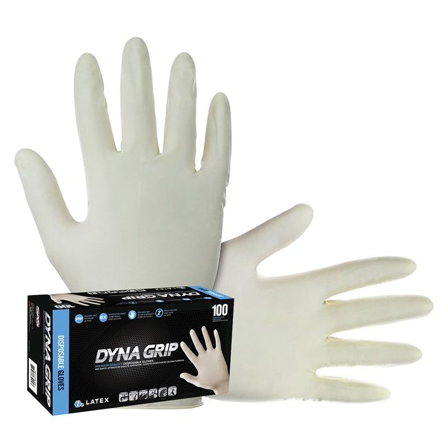 SAS Safety 650-1001 Dyna Grip Latex Disposable Glove (Powder-Free), Small 100/Box