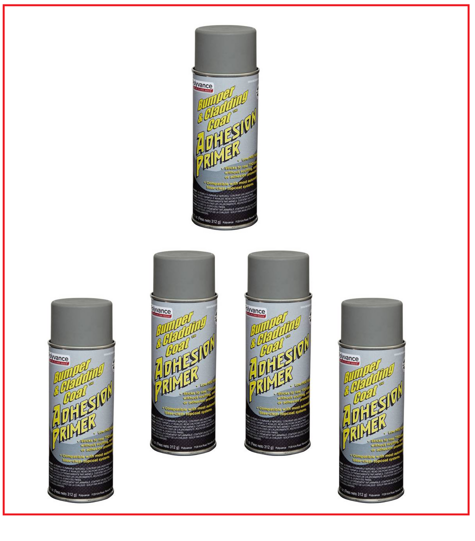Polyvance 3612‑A Bumper & Cladding Coat Adhesion Primer — Low VOC, Dark Gray (11 oz Aerosol, 5‑Pack)